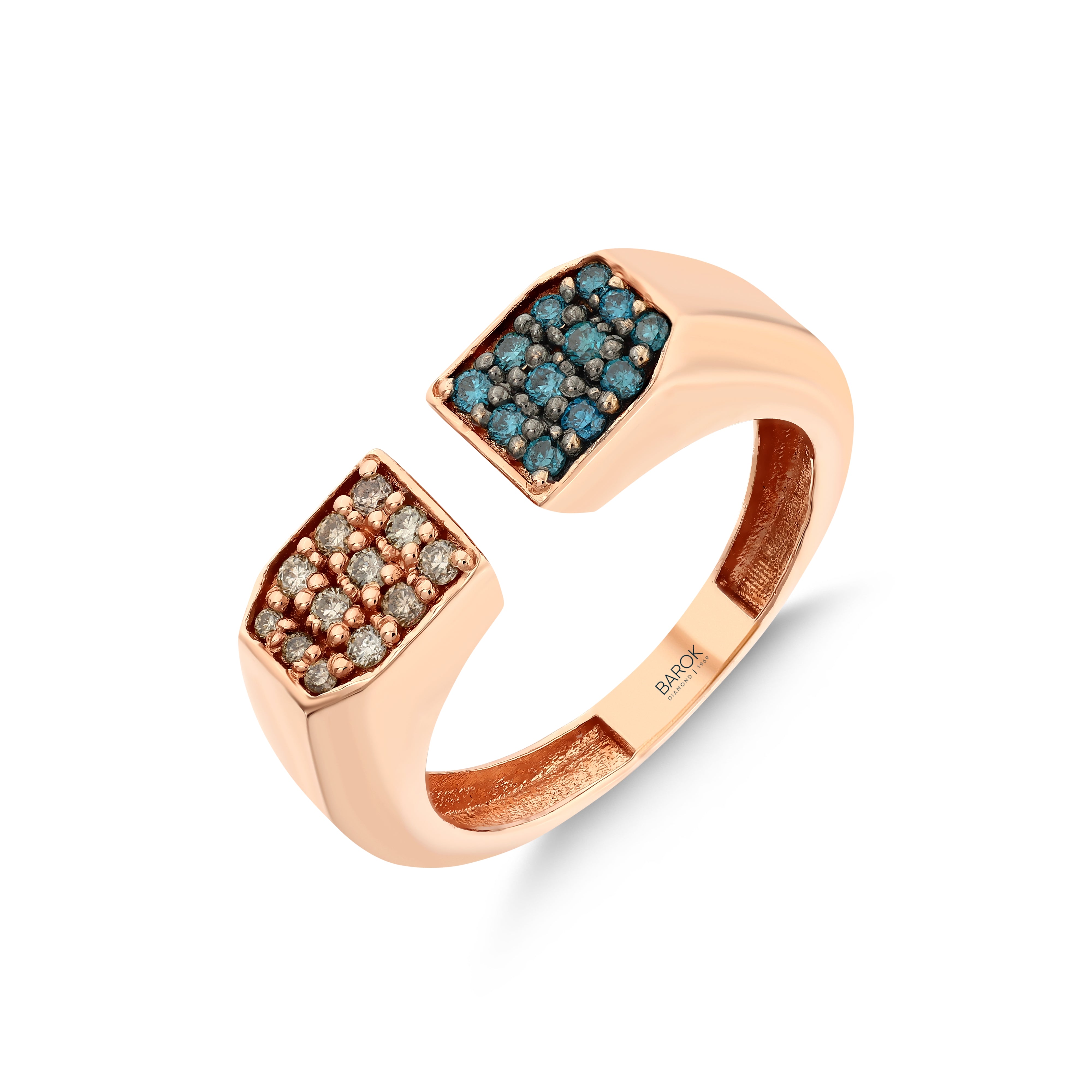 Renkli Pırlantalı 0.16 Ct. Ione Rose Yüzük 14K