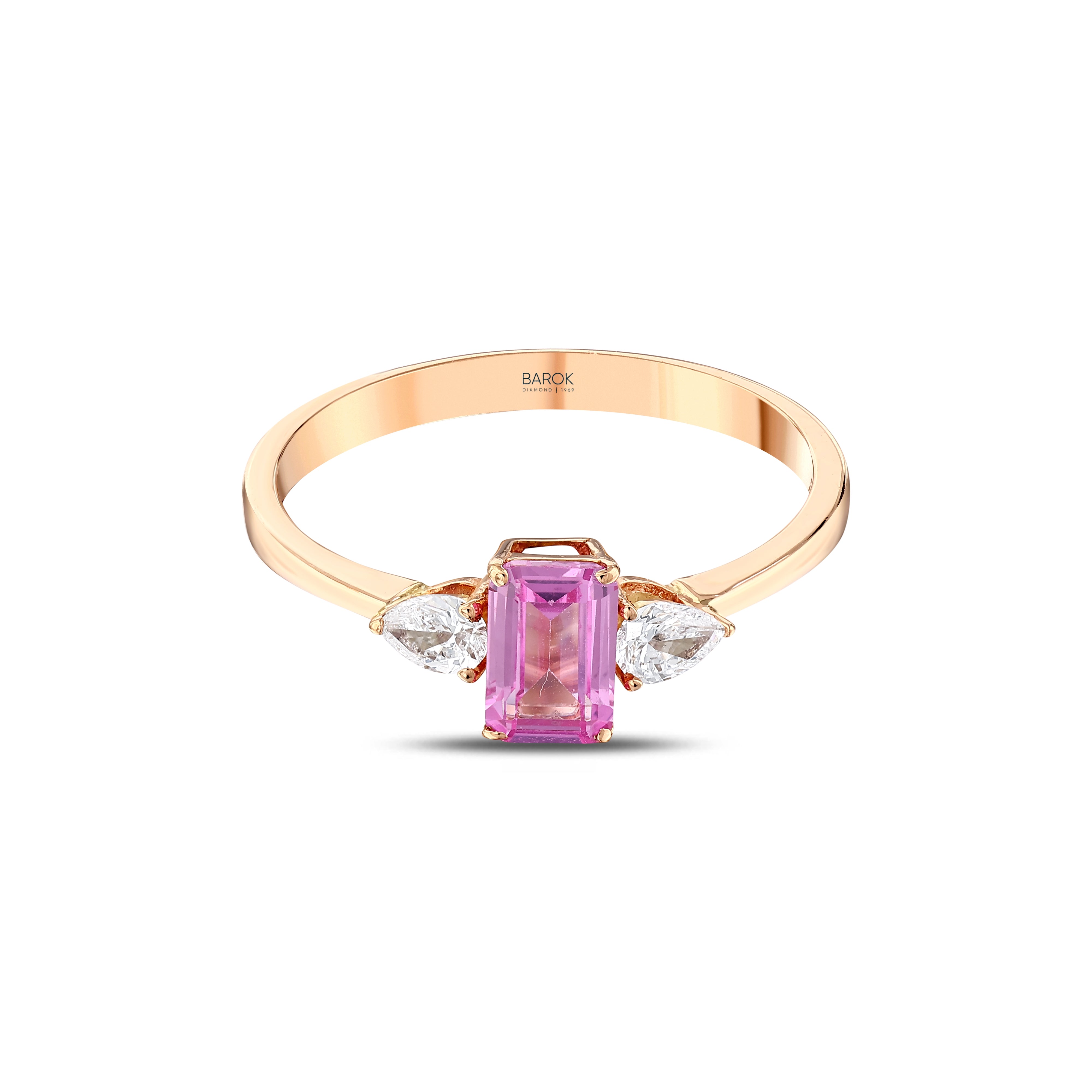 Renkli Taşlı 0.22 Ct Violacea Rose Pırlanta Yüzük 14K