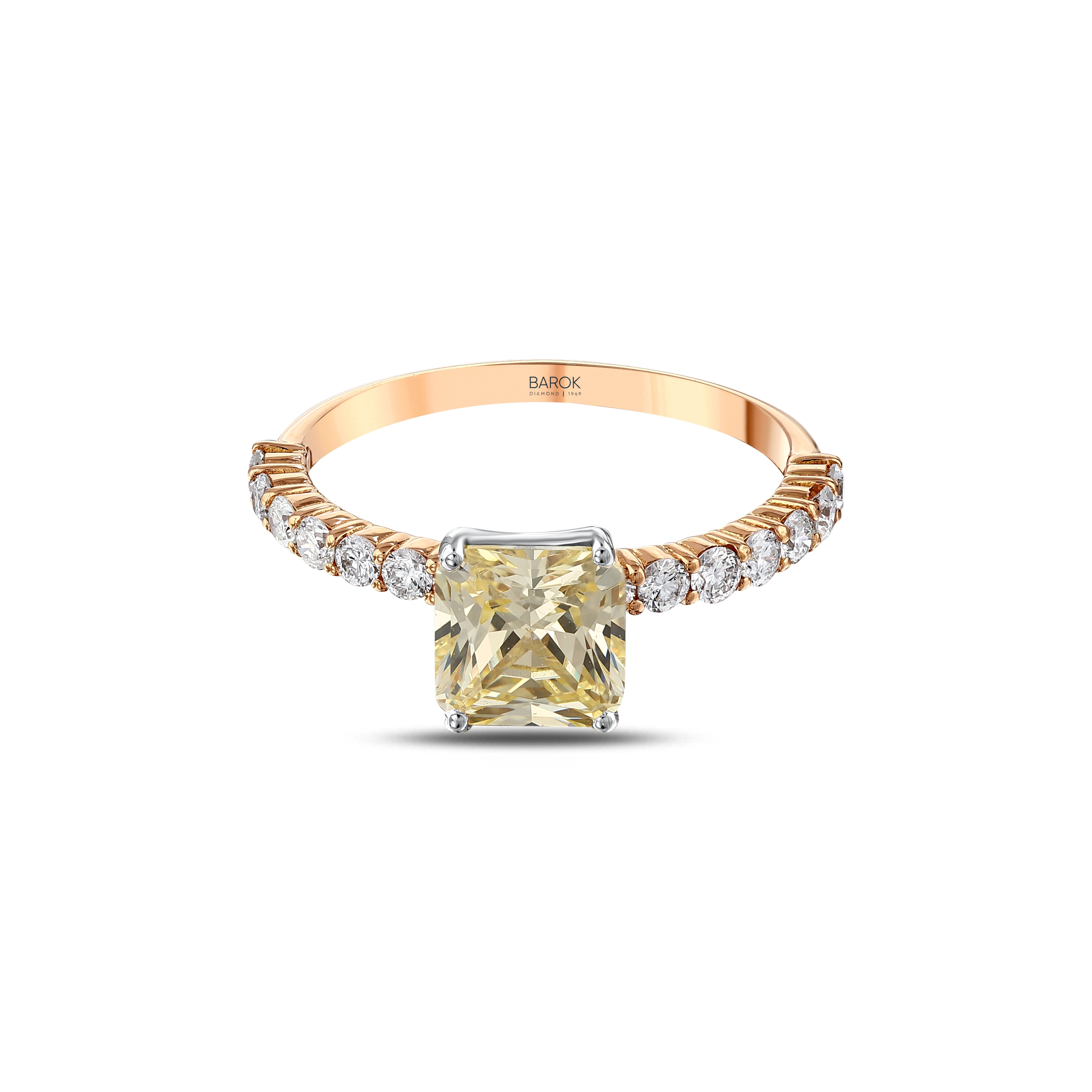 Citrine Taşlı 0.29 Ct. Nuela Rose Yüzük 18K