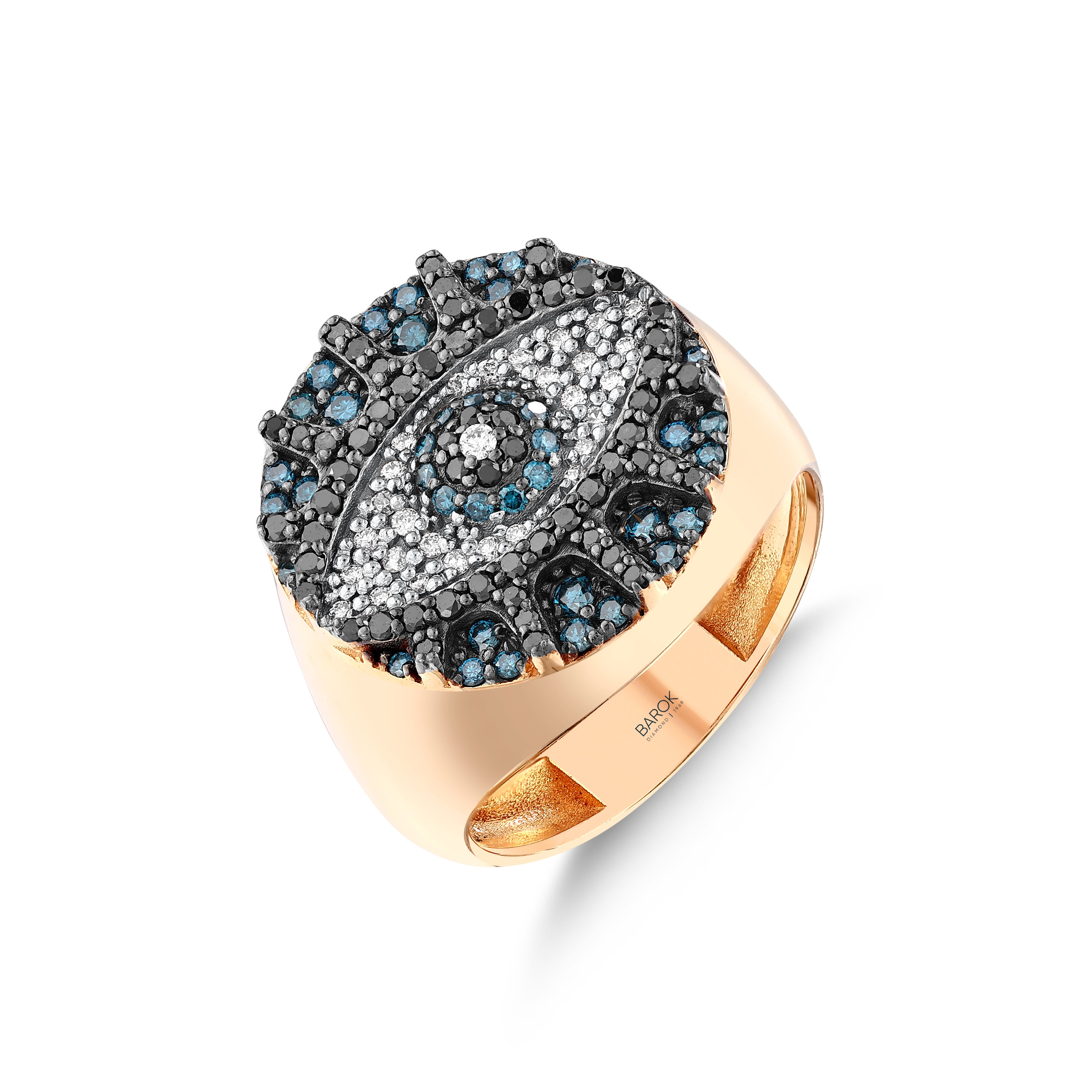 Renkli Taşlı Pırlanta 0.53 Ct. Rose Yüzük 14K