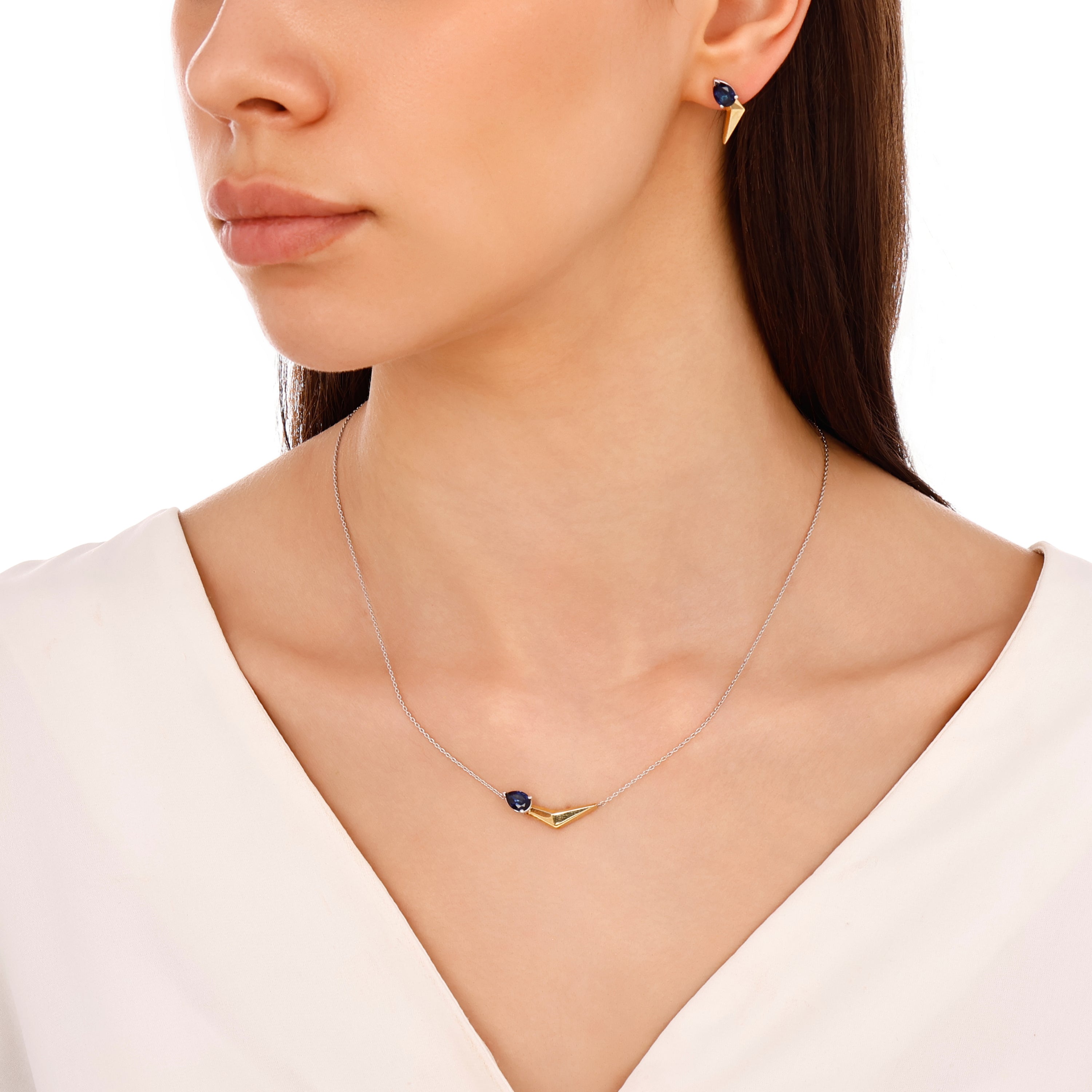 Safir Oval 1.80 Ct. Samphira Altın Küpe 18K