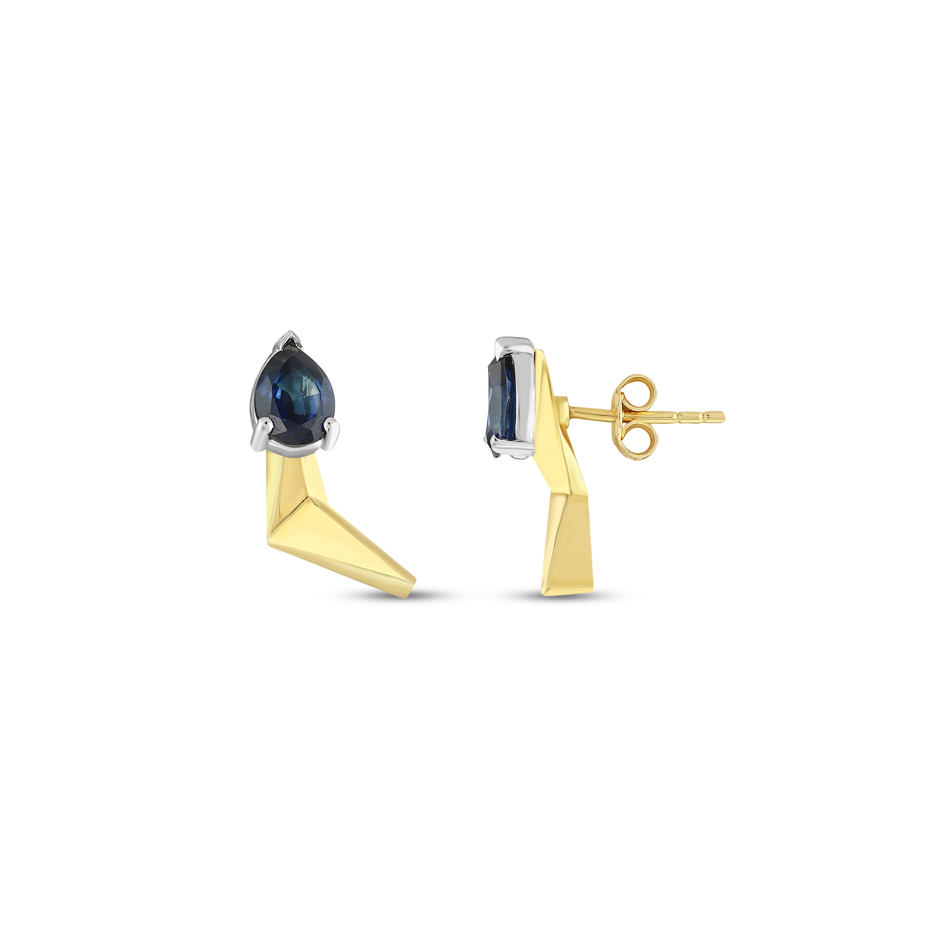 Safir Oval 1.80 Ct. Samphira Altın Küpe 18K