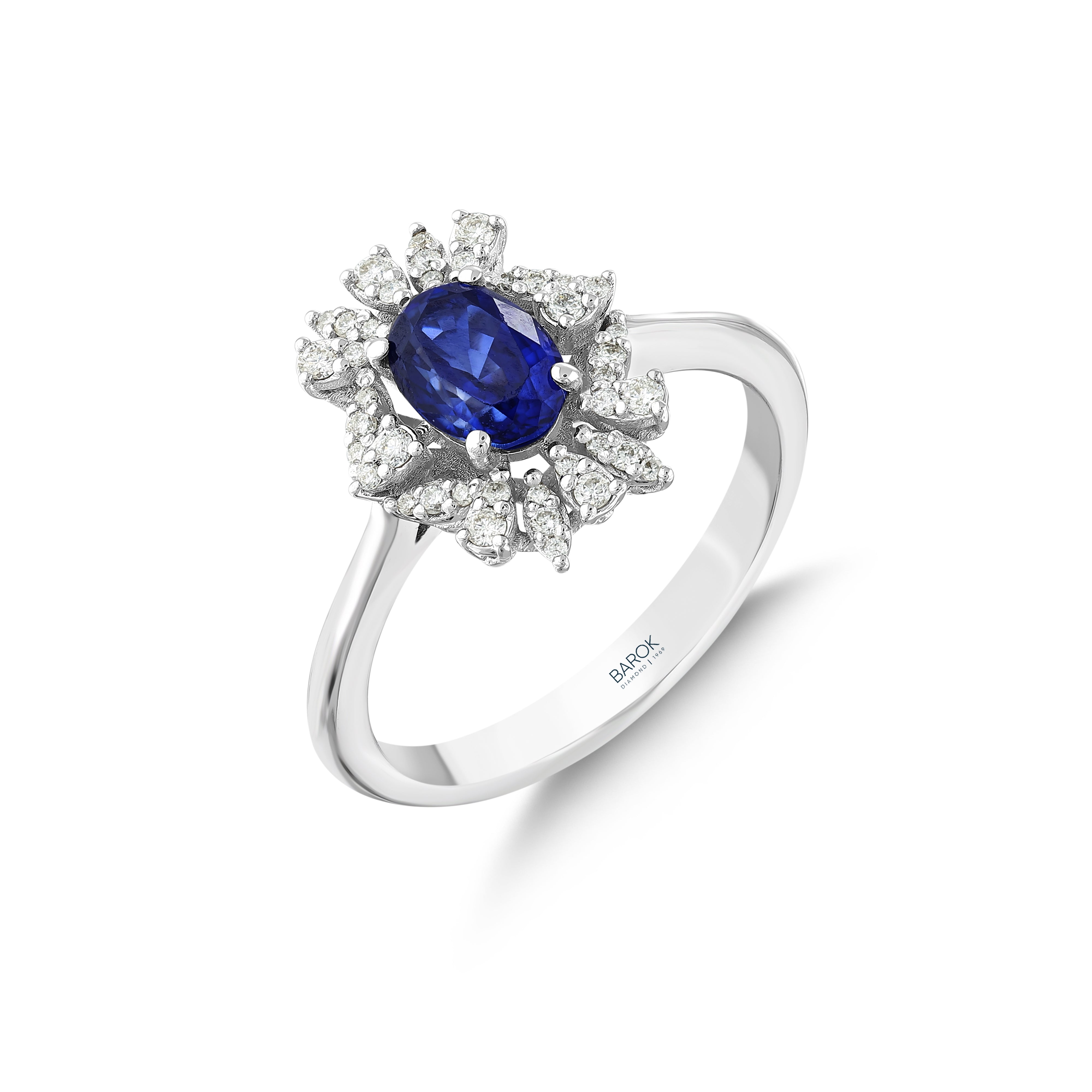 Safir Pırlantalı 0.18 Ct. Sideria Yüzük 14K