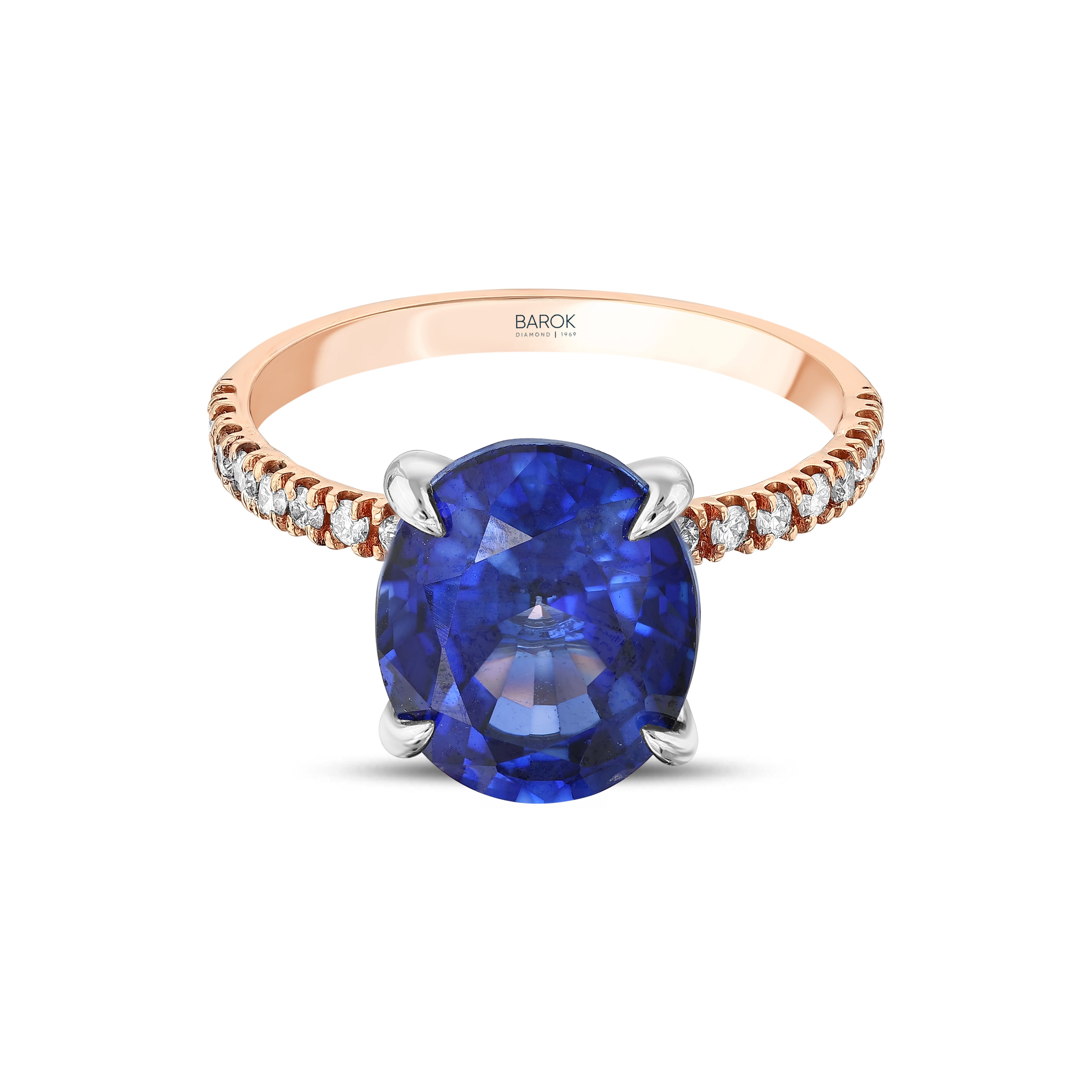 Safir Pırlantalı 0.23 Ct. Oval Rose Fantezi Yüzük 14K