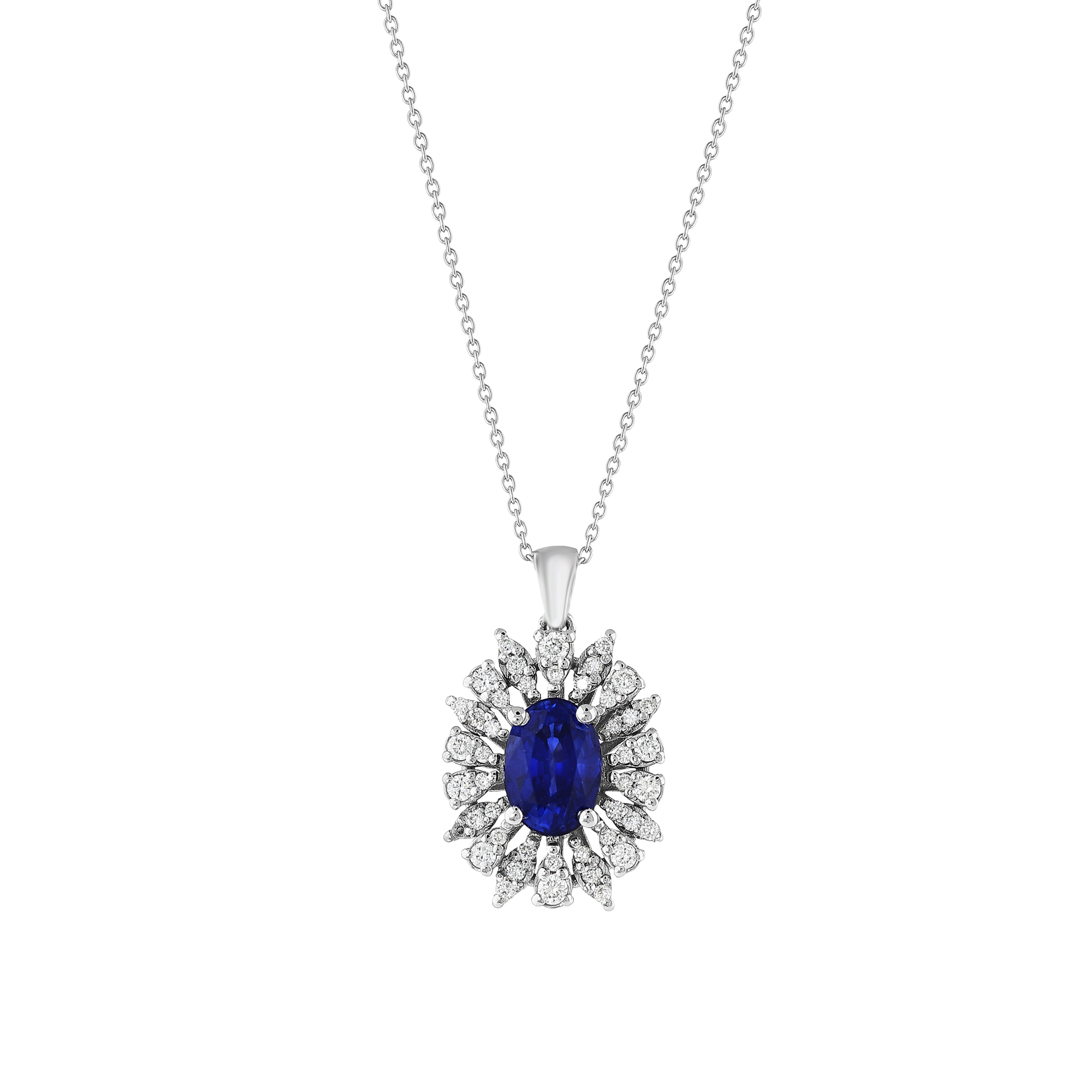 Safir Pırlantalı 0.23 Ct. Sideria Kolye 14K