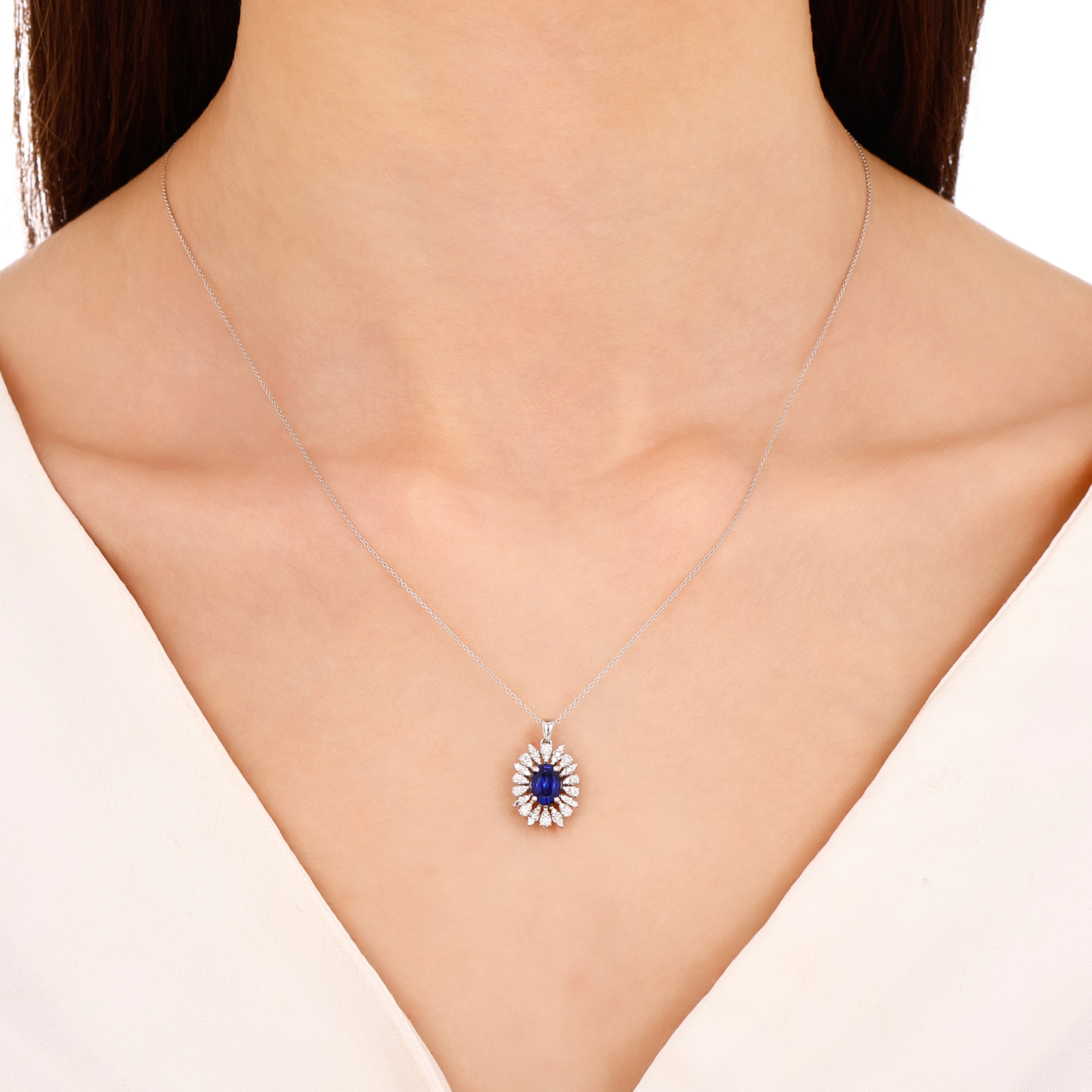 Safir Pırlantalı 0.23 Ct. Sideria Kolye 14K