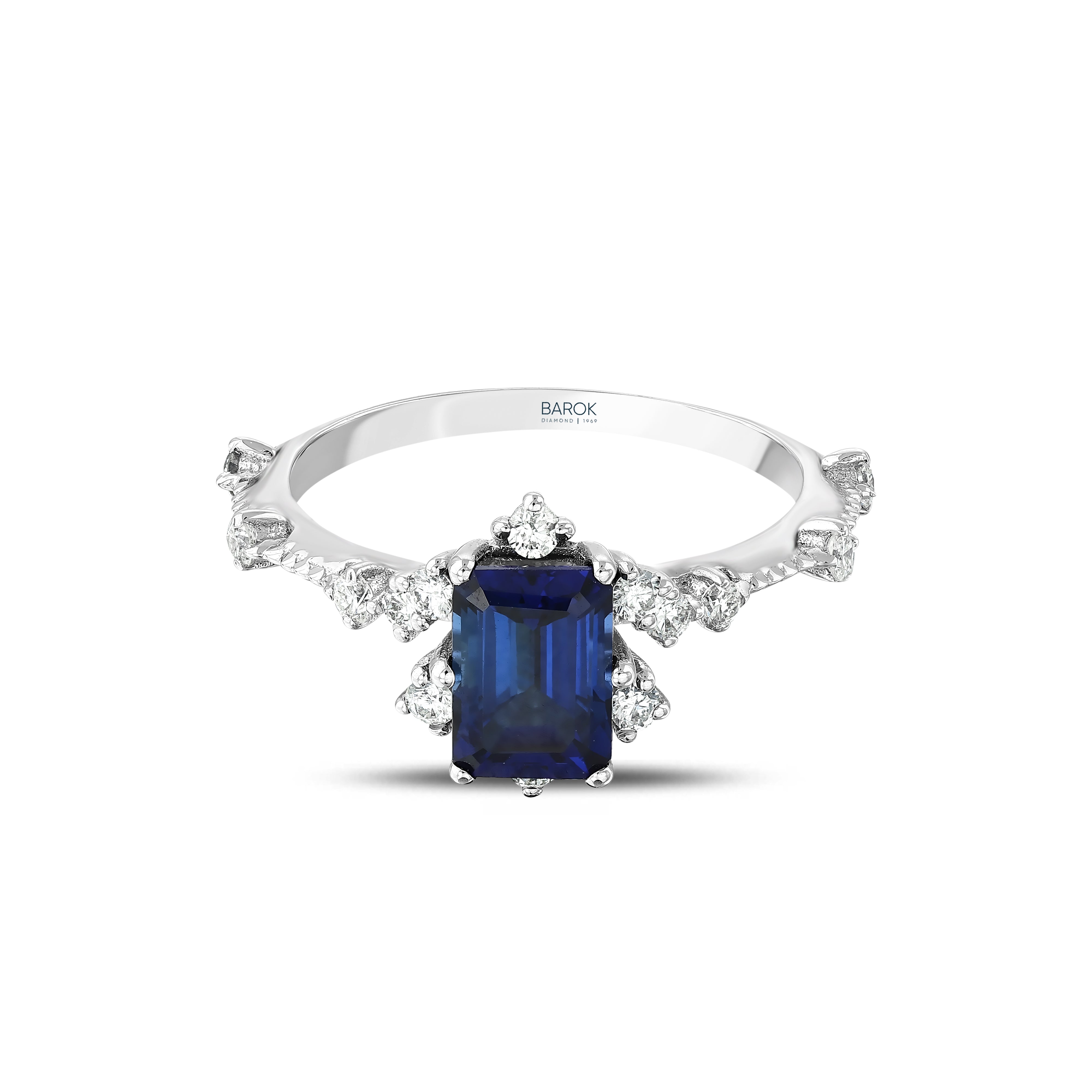 Safir Pırlantalı 0.26 Ct. Baget  Fantezi Yüzük 18K