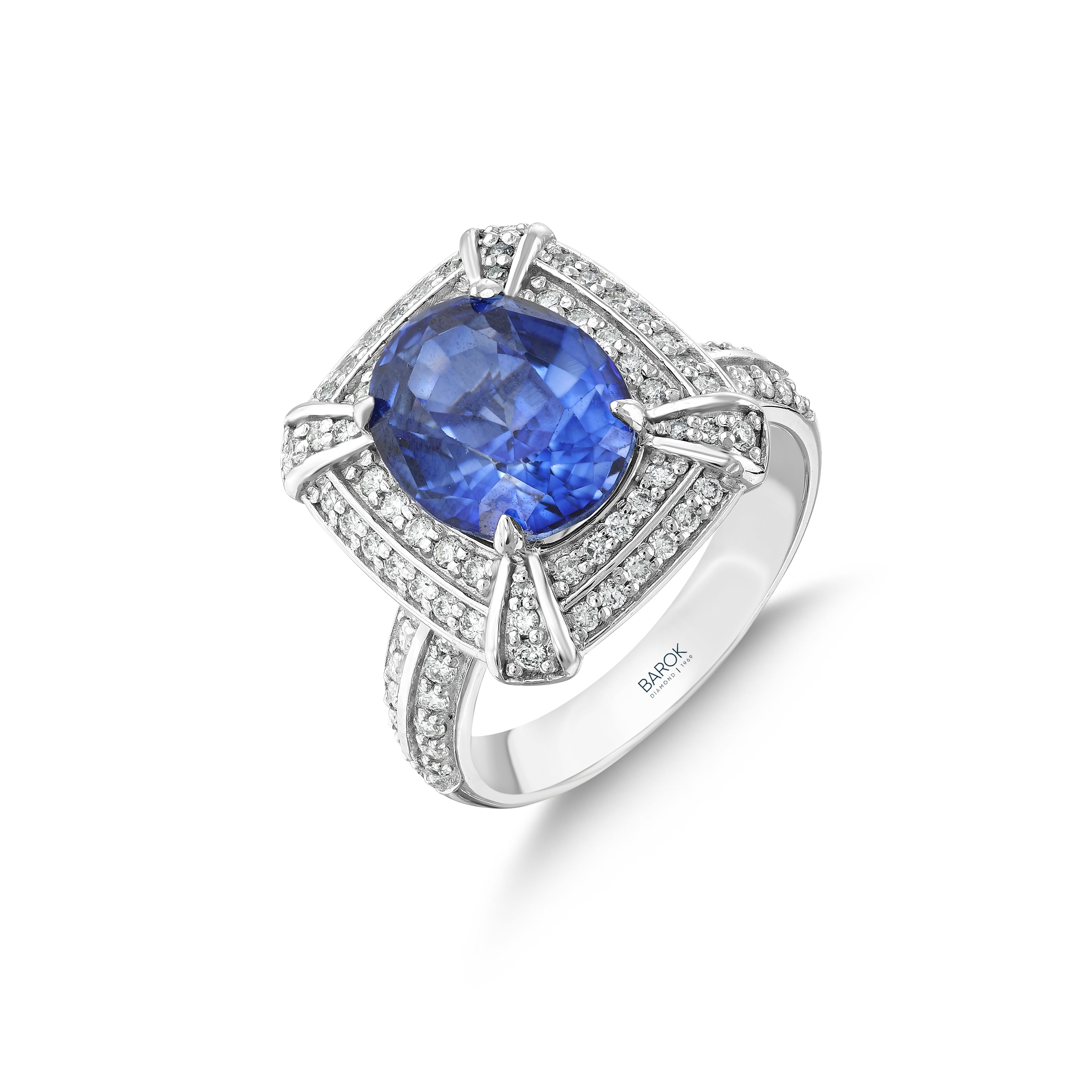 Safir Pırlantalı 0.81 Ct Oval Fantezi Yüzük 14K