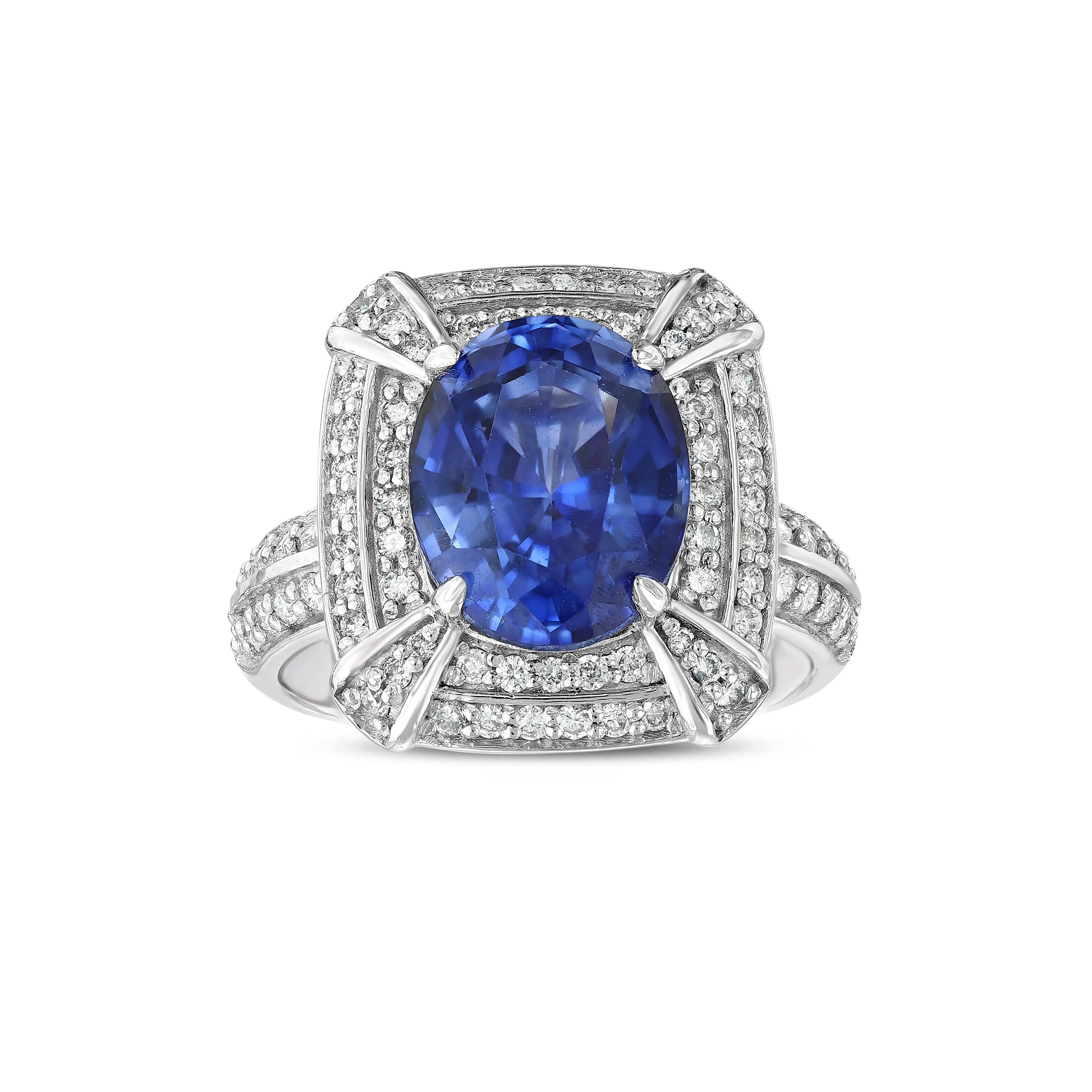 Safir Pırlantalı 0.81 Ct Oval Fantezi Yüzük 14K