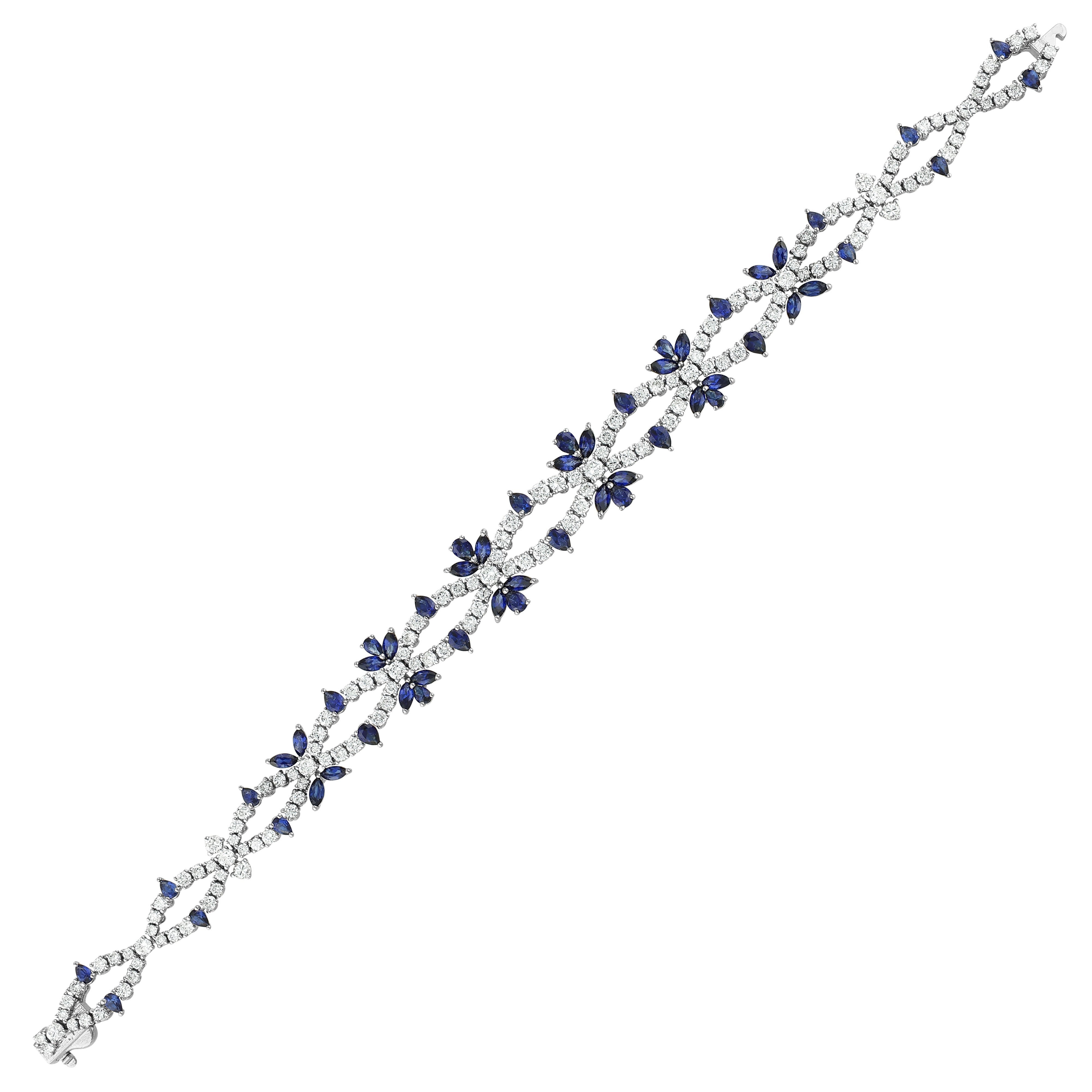 Safir Pırlantalı 4.13 Ct. Stellavia Fantezi Bileklik 18K