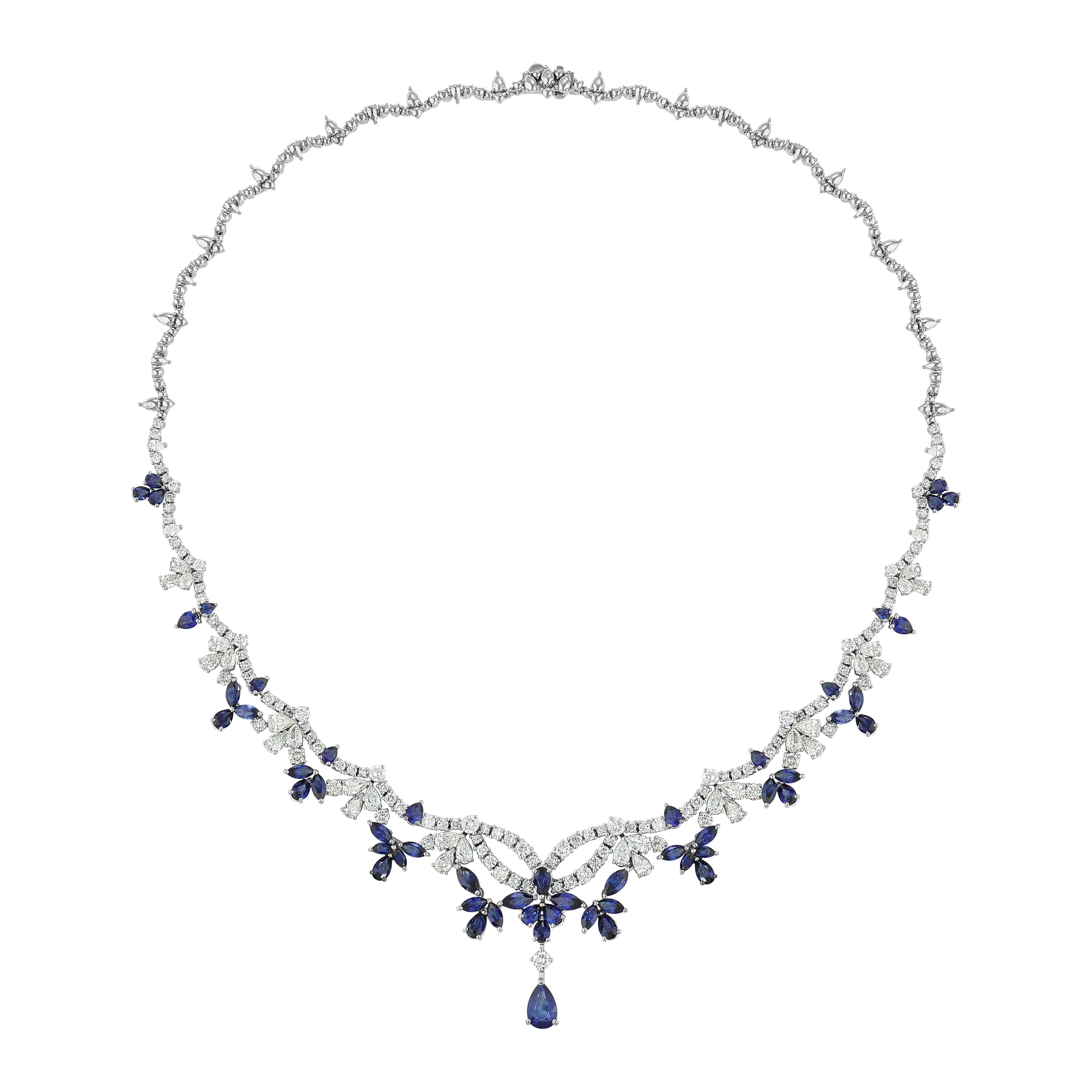 Safir Pırlantalı 9.39 Ct. Stellavia Fantezi Gerdanlık 18K