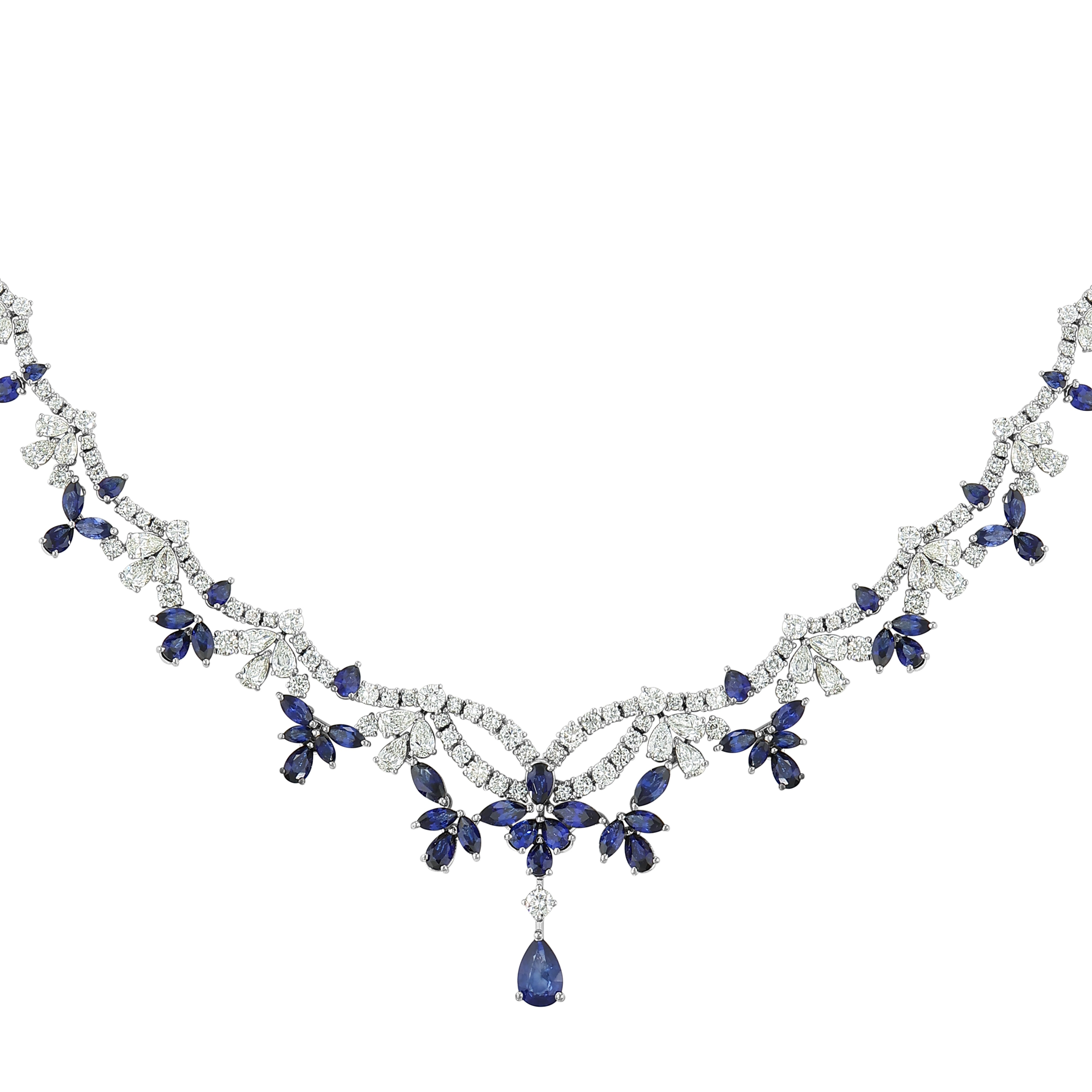 Safir Pırlantalı 9.39 Ct. Stellavia Fantezi Gerdanlık 18K