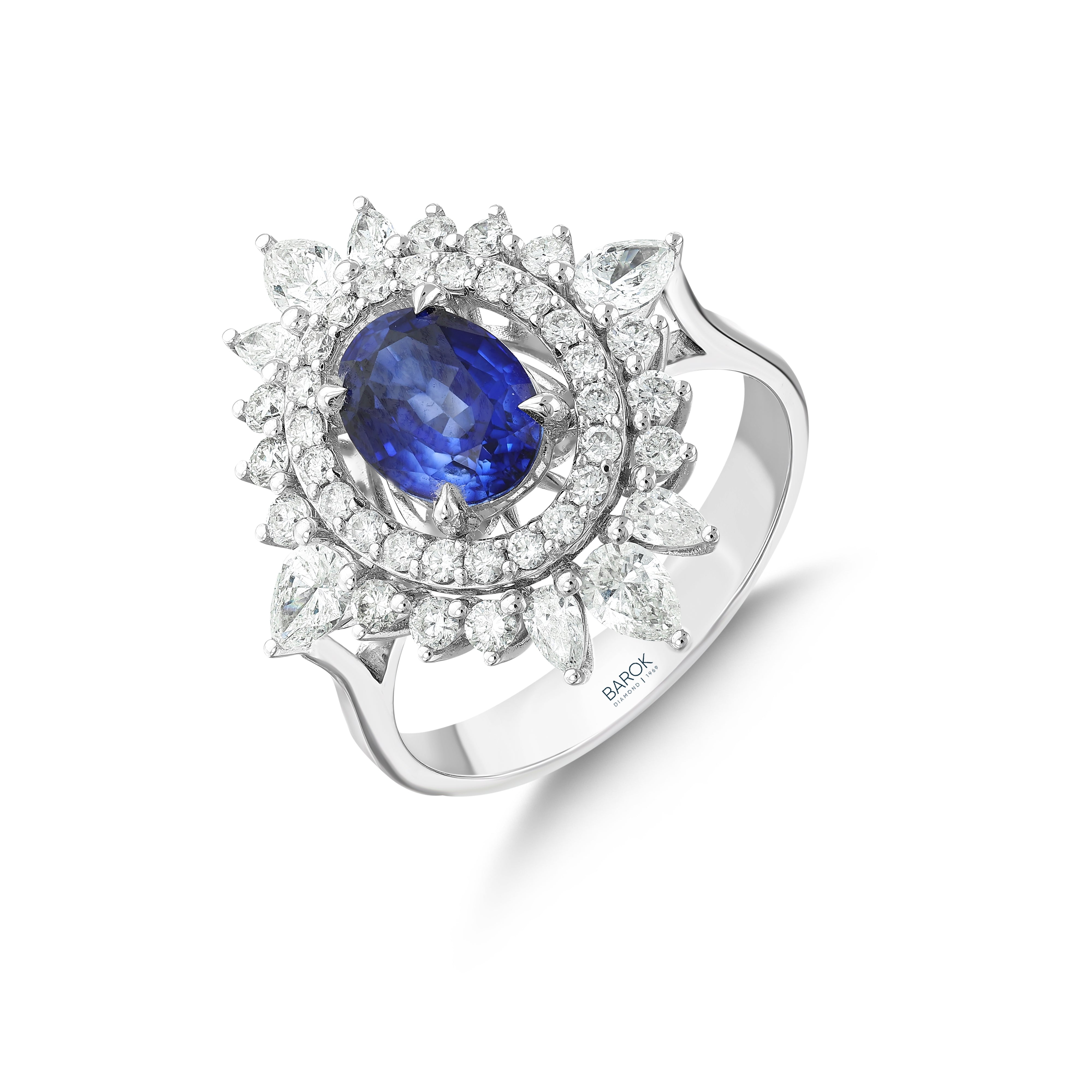 Safir Pırlantalı 1.21 Ct. Stellaterra Fantezi Yüzük 18K
