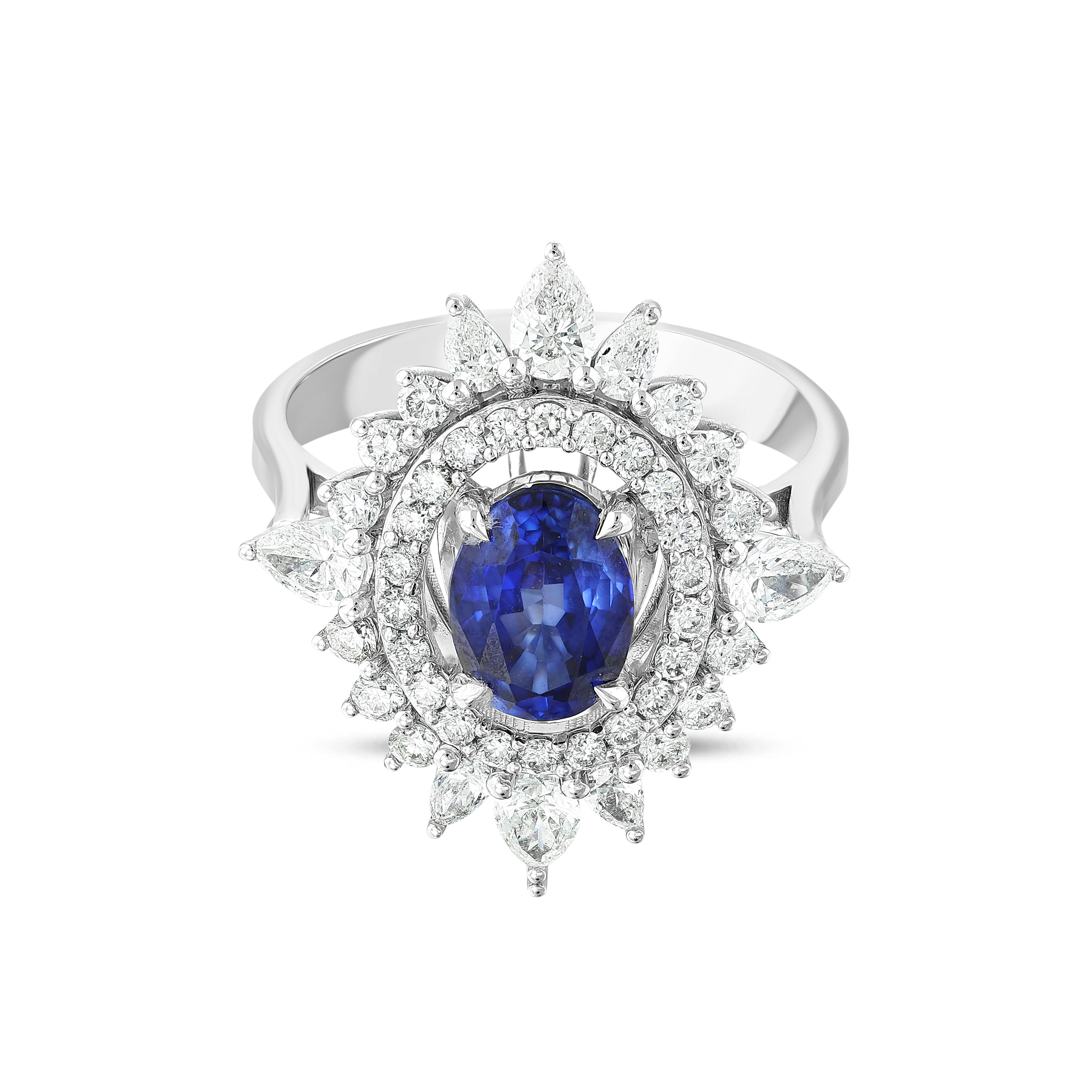 Safir Pırlantalı 1.21 Ct. Stellaterra Fantezi Yüzük 18K