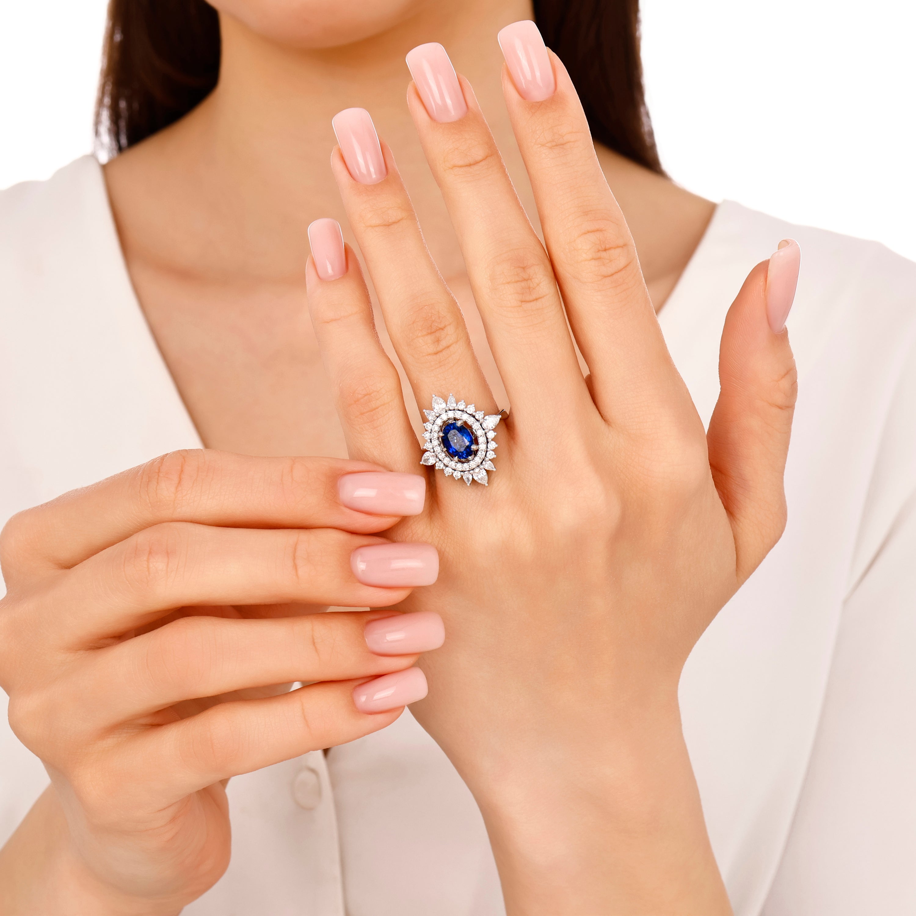 Safir Pırlantalı 1.21 Ct. Stellaterra Fantezi Yüzük 18K