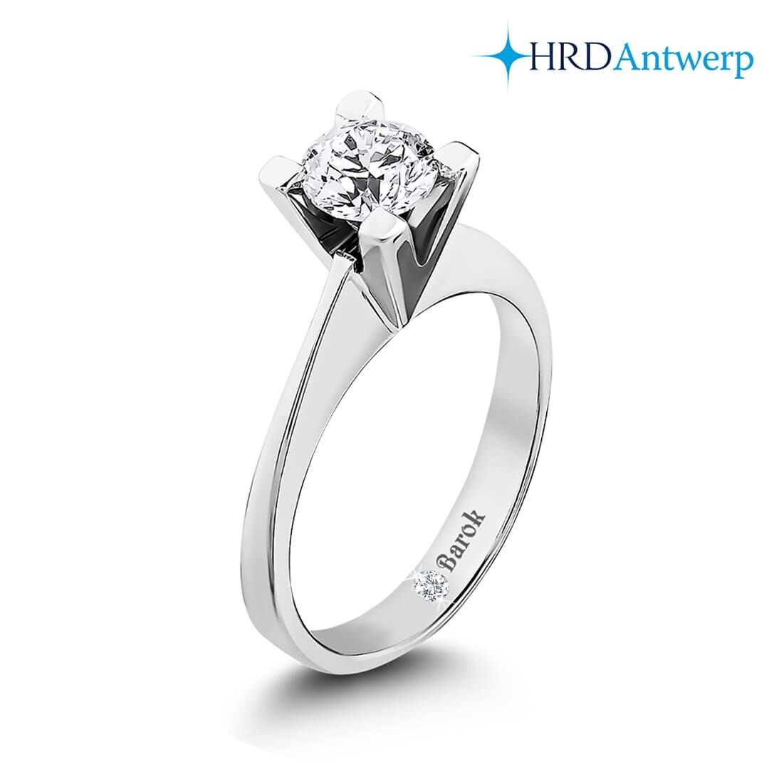 Pırlanta Tektaş Yüzük 0.65 Ct. E SI 18K HRD Sertifikalı