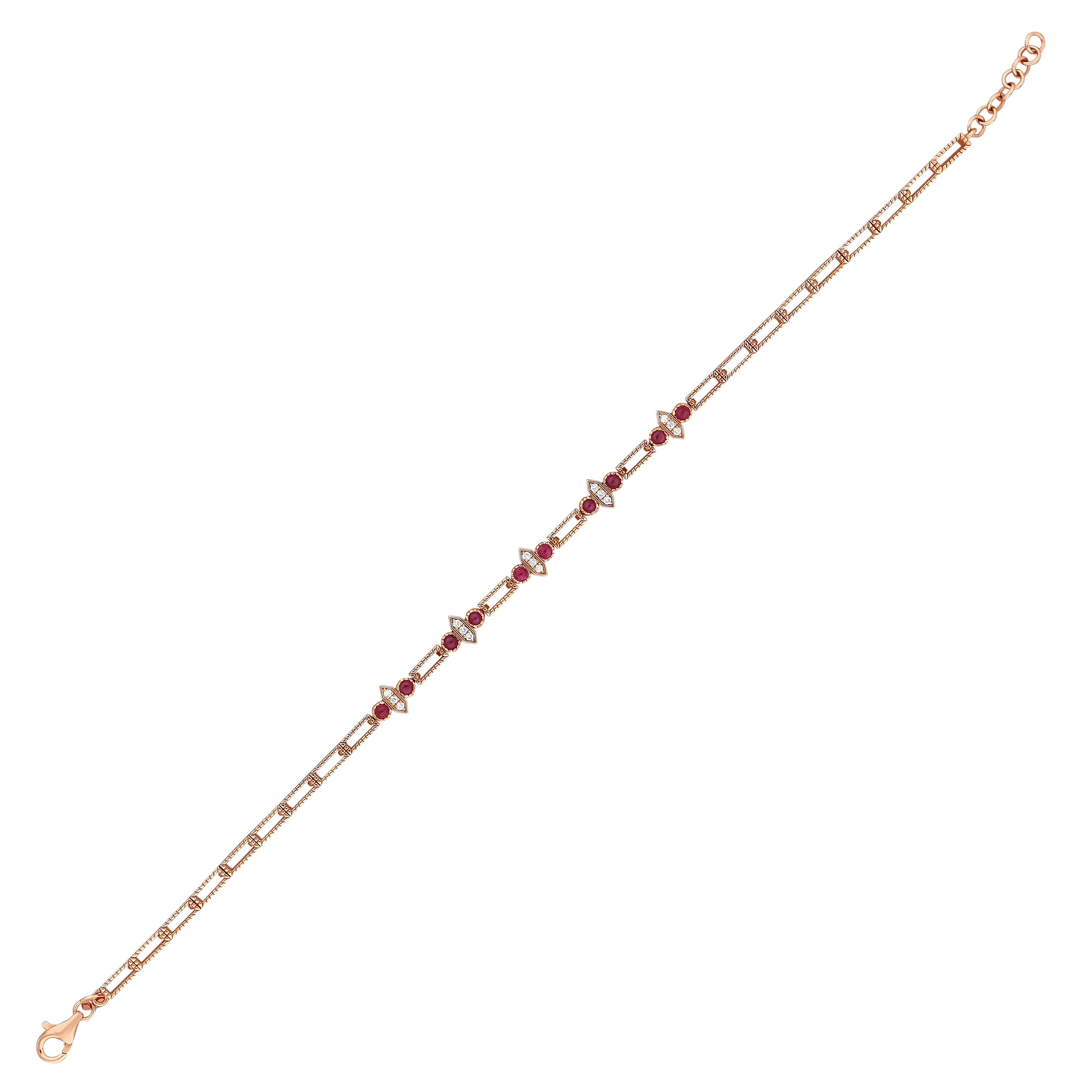 Yakut Pırlantalı 0.10 Ct. Cynthia Bileklik 14K