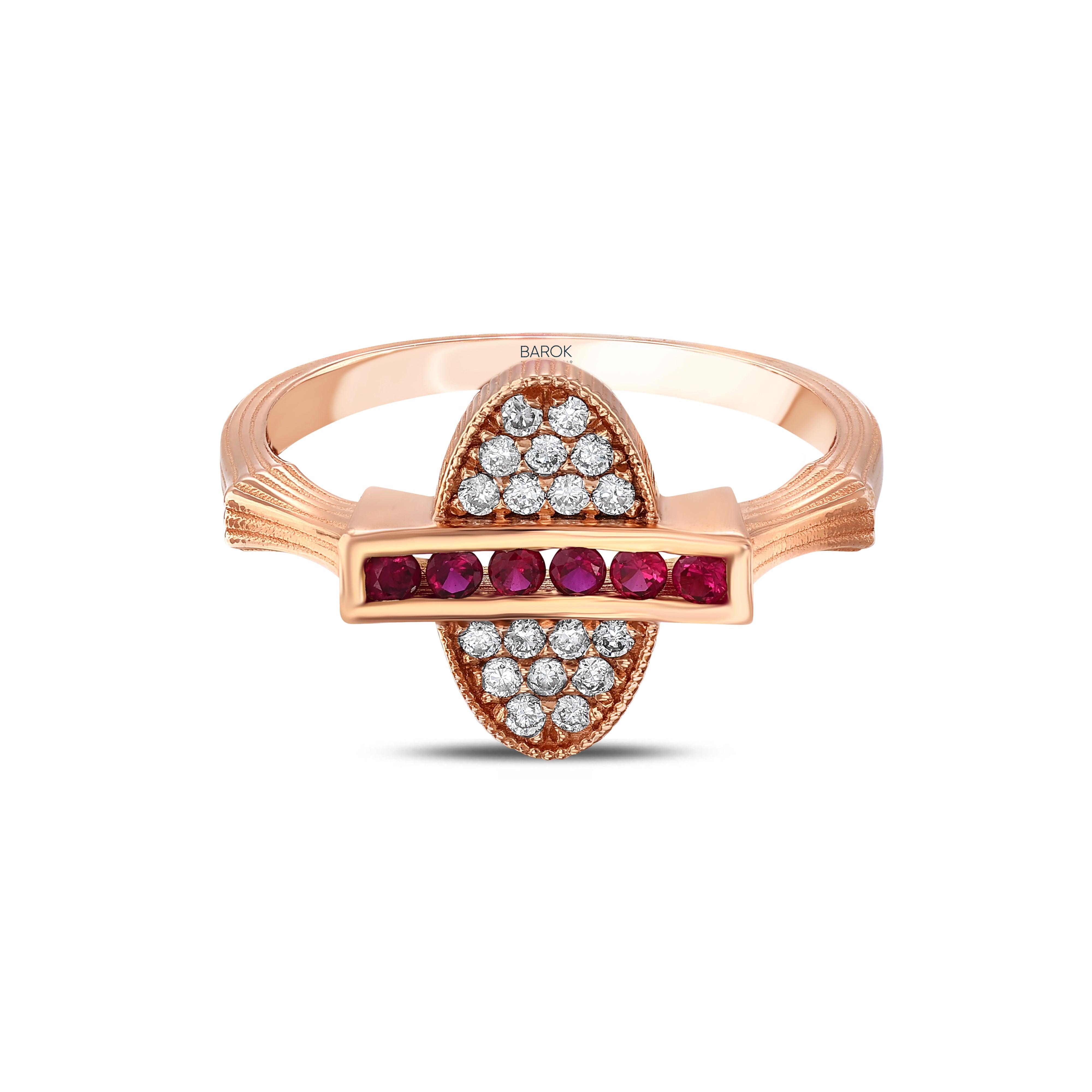 Yakut Pırlantalı 0.15 Ct. Castalia Rose Yüzük 14K