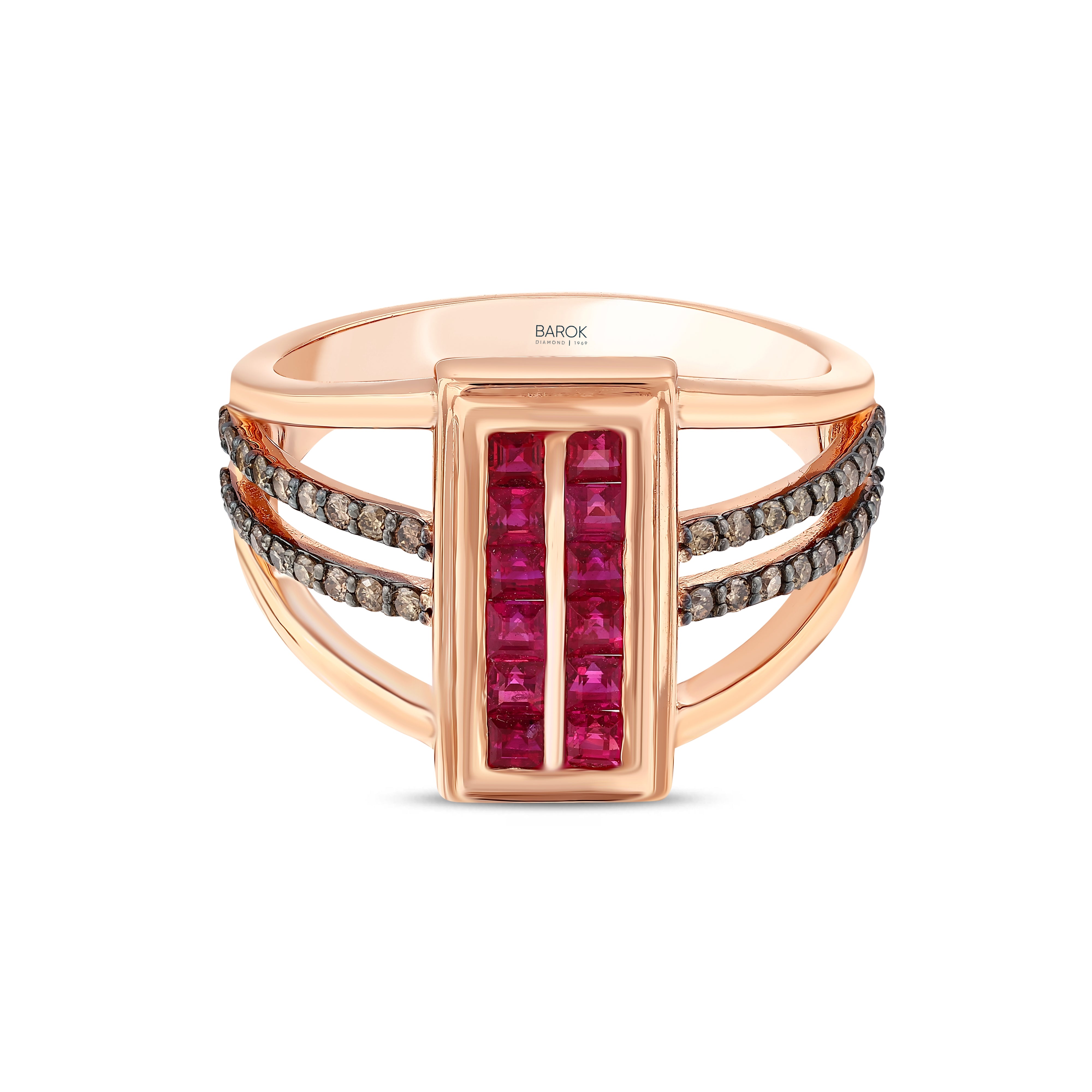 Yakut Pırlantalı 0.25 Ct. Prenses Rose Fantezi Yüzük 14K