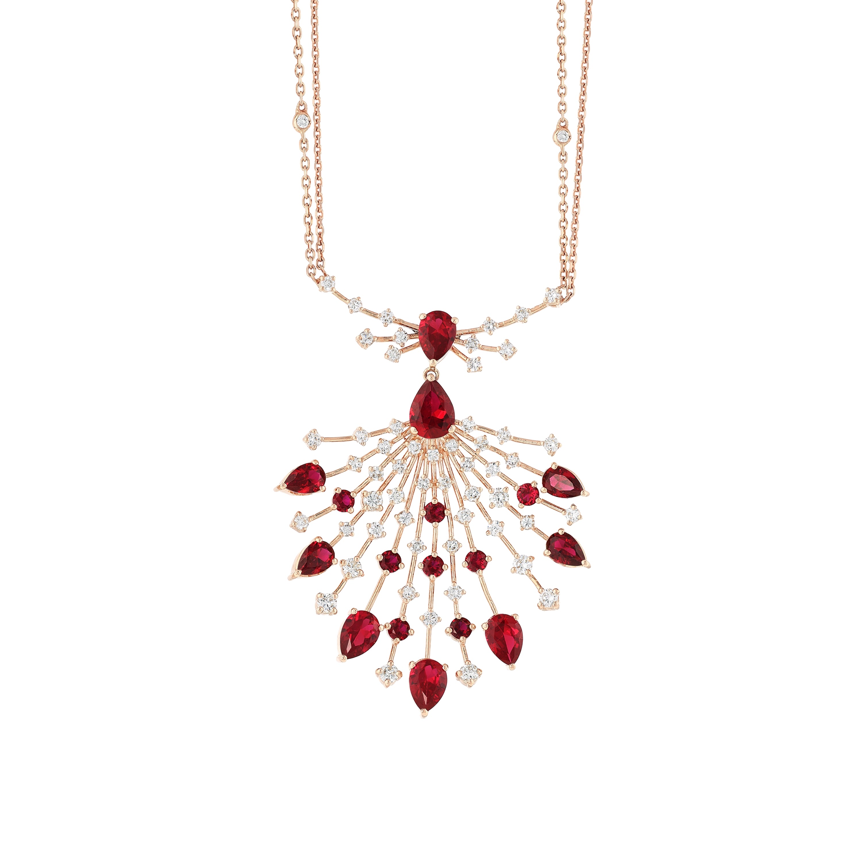 Yakut Pırlantalı 2.30 Ct. Thalina Rose Kolye 14K