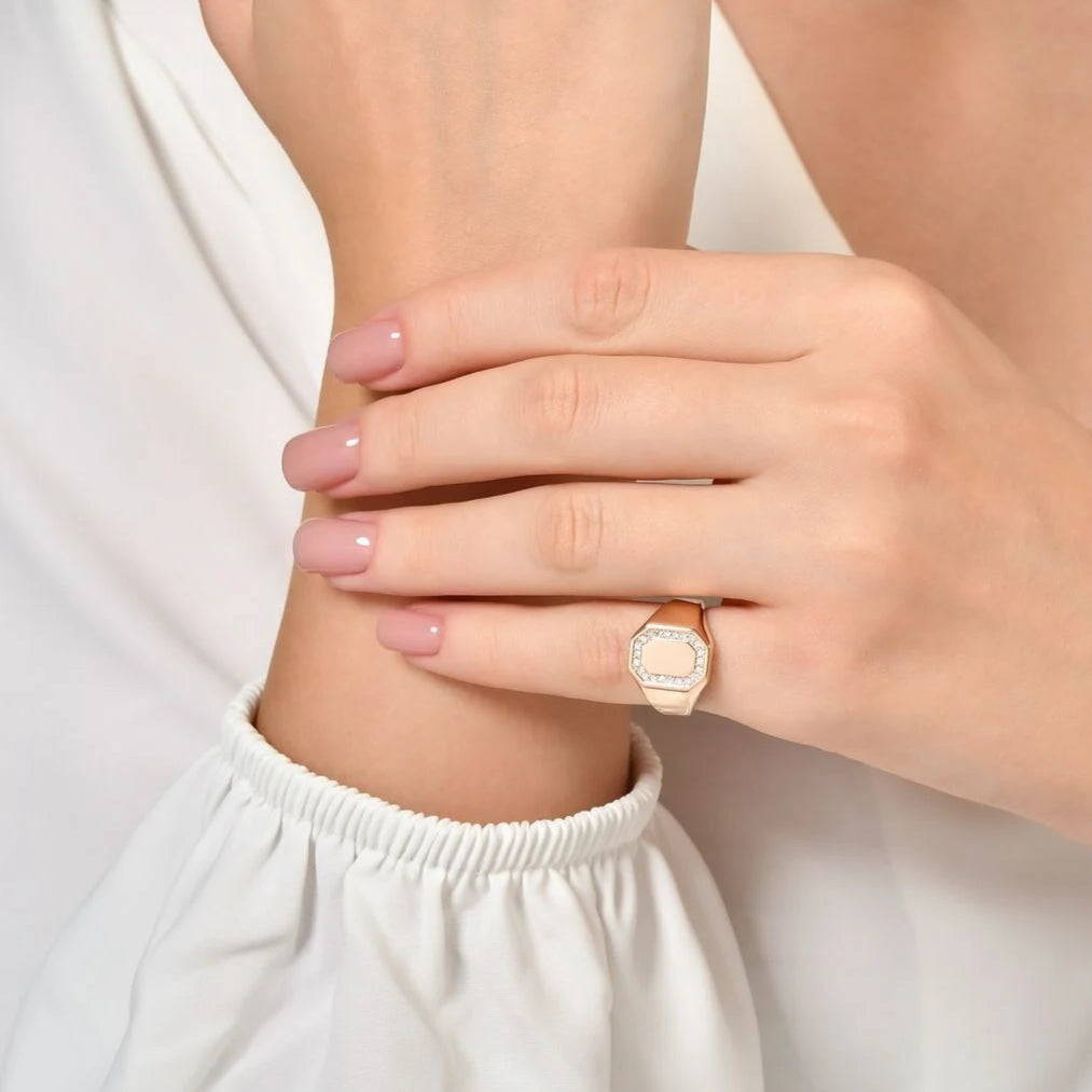 Pırlanta Rose Şovalye Yüzük 0.13 Ct. E VS 14K
