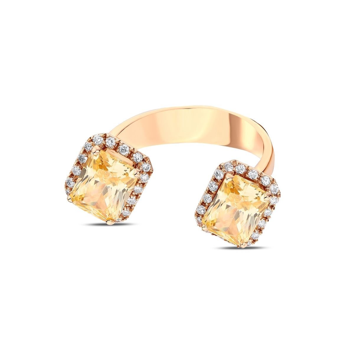 18 Ayar Citrine Taşlı Pırlanta Yüzük / 0.28 Karat/ E color (Renk) / VS Berraklık / 18K Ayar