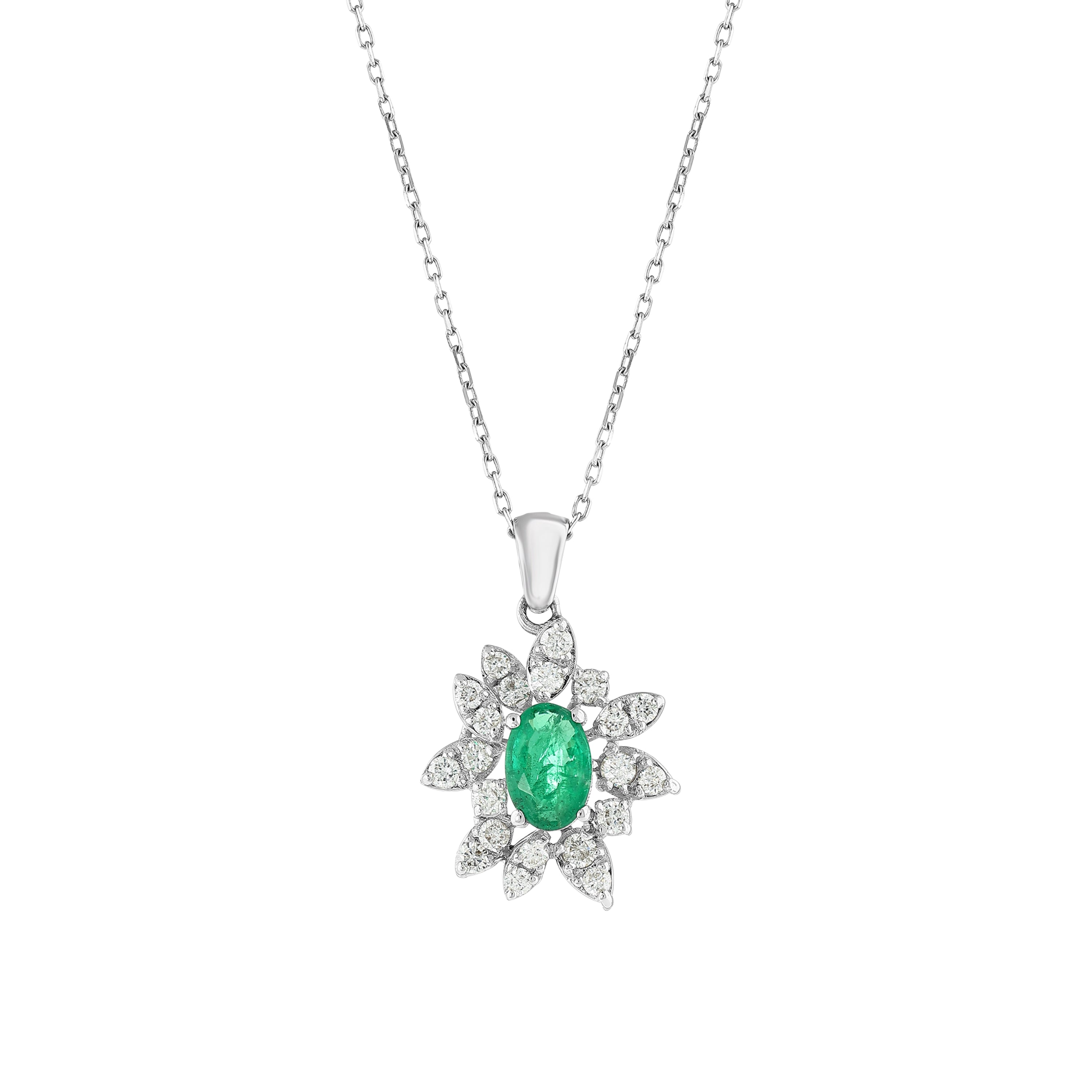 Zümrüt Pırlantalı 0.31 Ct. Videria Kolye 18K