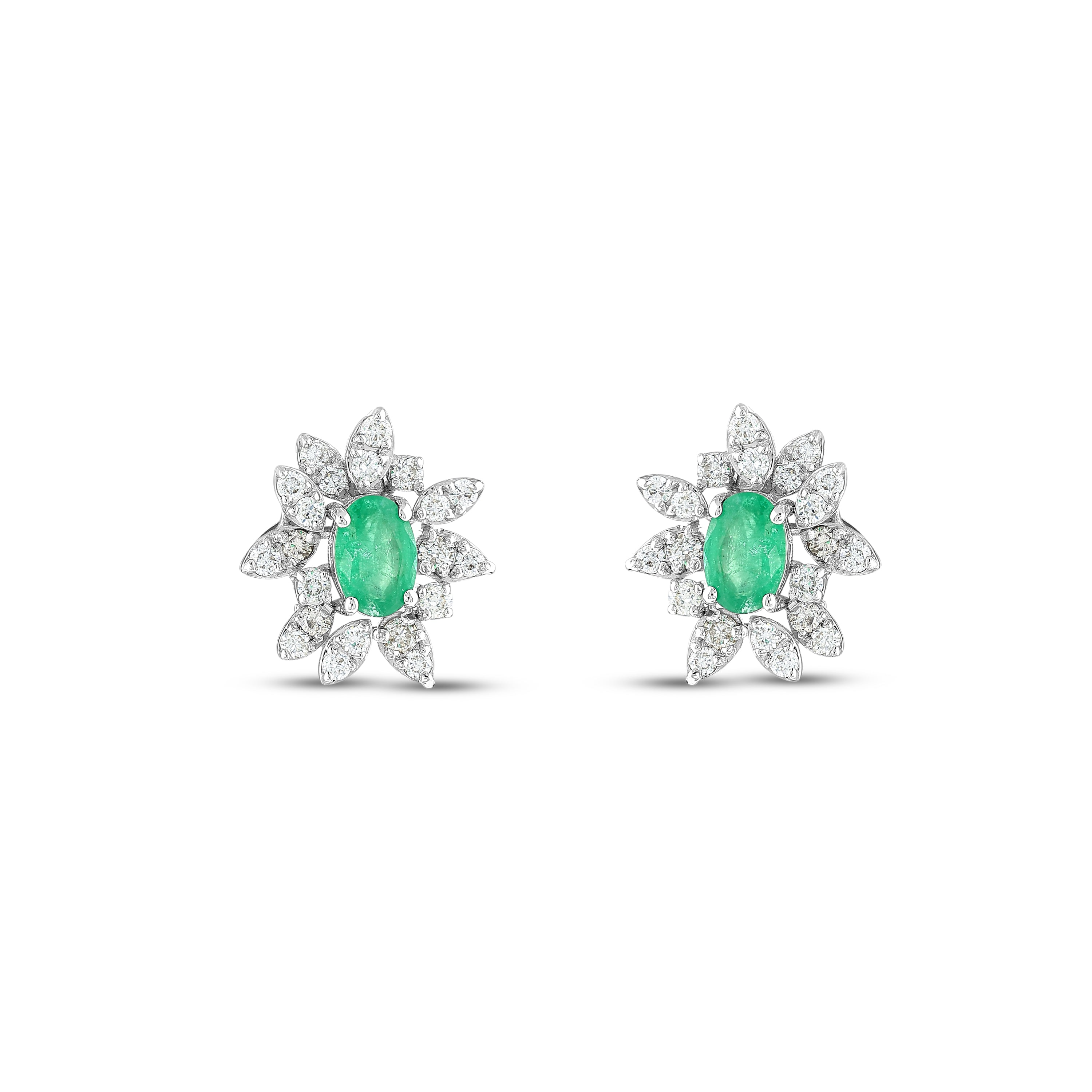 Zümrüt Pırlantalı 0.65 Ct. Videria Küpe 18K