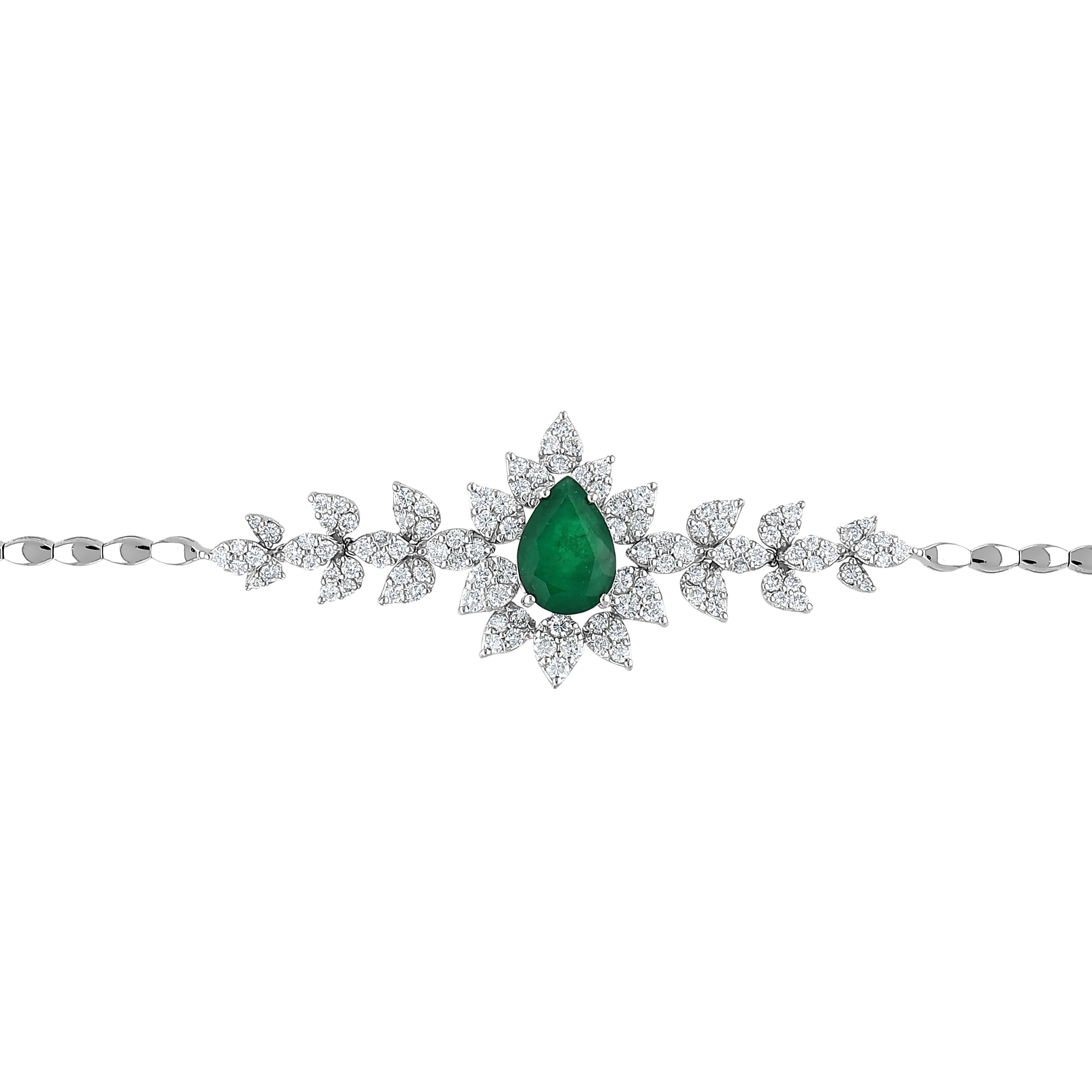 Zümrüt Pırlantalı 2.27 Ct. Damla Fulgorina Bileklik 18K